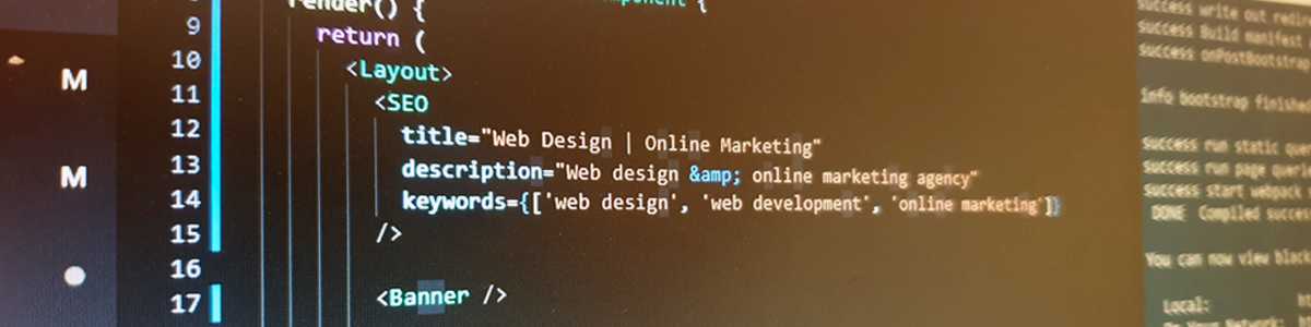 Web development code on computer screen